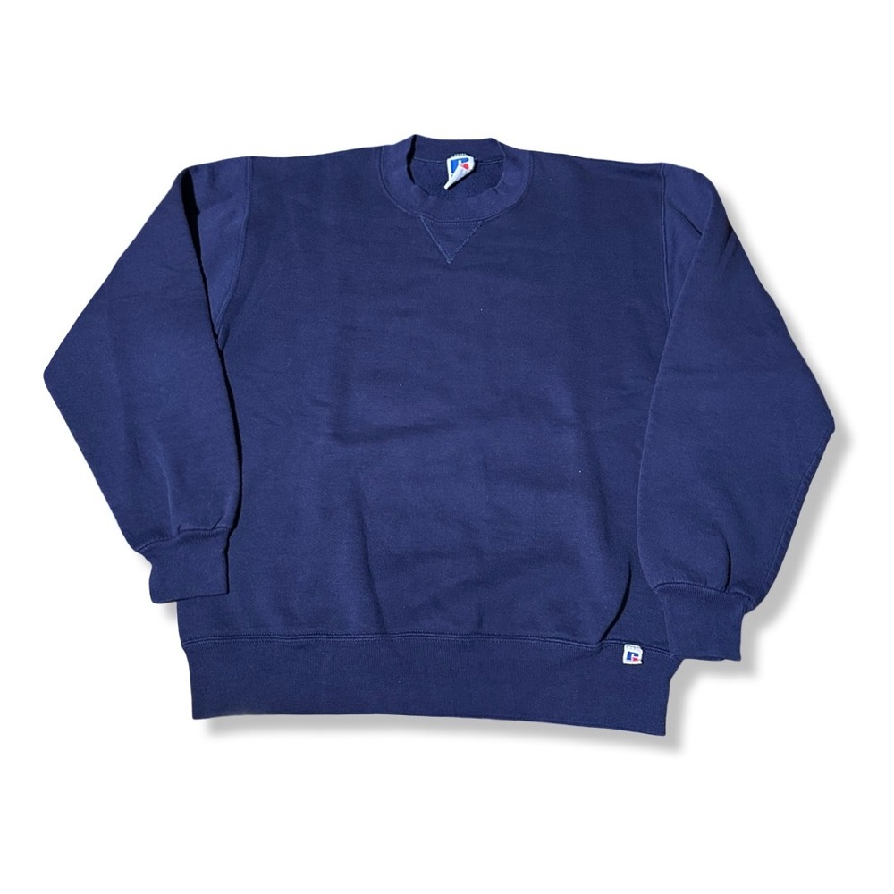 Russell Athletic Sweatshirt Mens M Navy Excellent Vintage Made In USA Crewneck